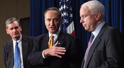 Judd Gregg with Senators Schumer and McCain