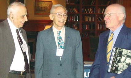 Richard Crohn ’ and Joseph Lesser ’45 chat with Graff following his lecture