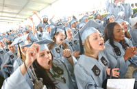 cheering graduates