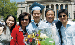 family with flowers