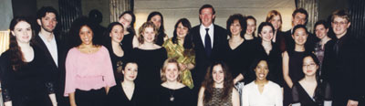 Dean Quigley and student musicians at Steinway Hall