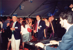 Alumni danced the night away, sheltered by one of the big tents on Low Plaza