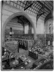 The reading room of the Columbia College Library in 1887.