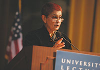 Photo of Gayatri Chakravorty Spivak speaking