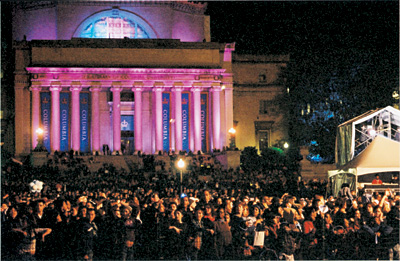 Thousands 
                    filled South Field and streamed onto Low Steps