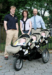 Michael Griffin (far right) and his wife, Anne and their triplets (from left in stroller, Lucas, Nicholas and Bennett)