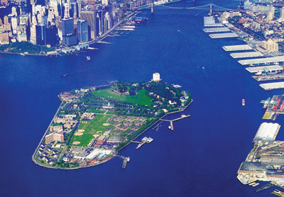 Aerial view of Governors Island