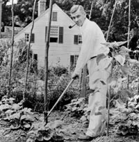 Mark Van Doren in his garden