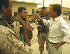 Burkett visiting Marines from New York.