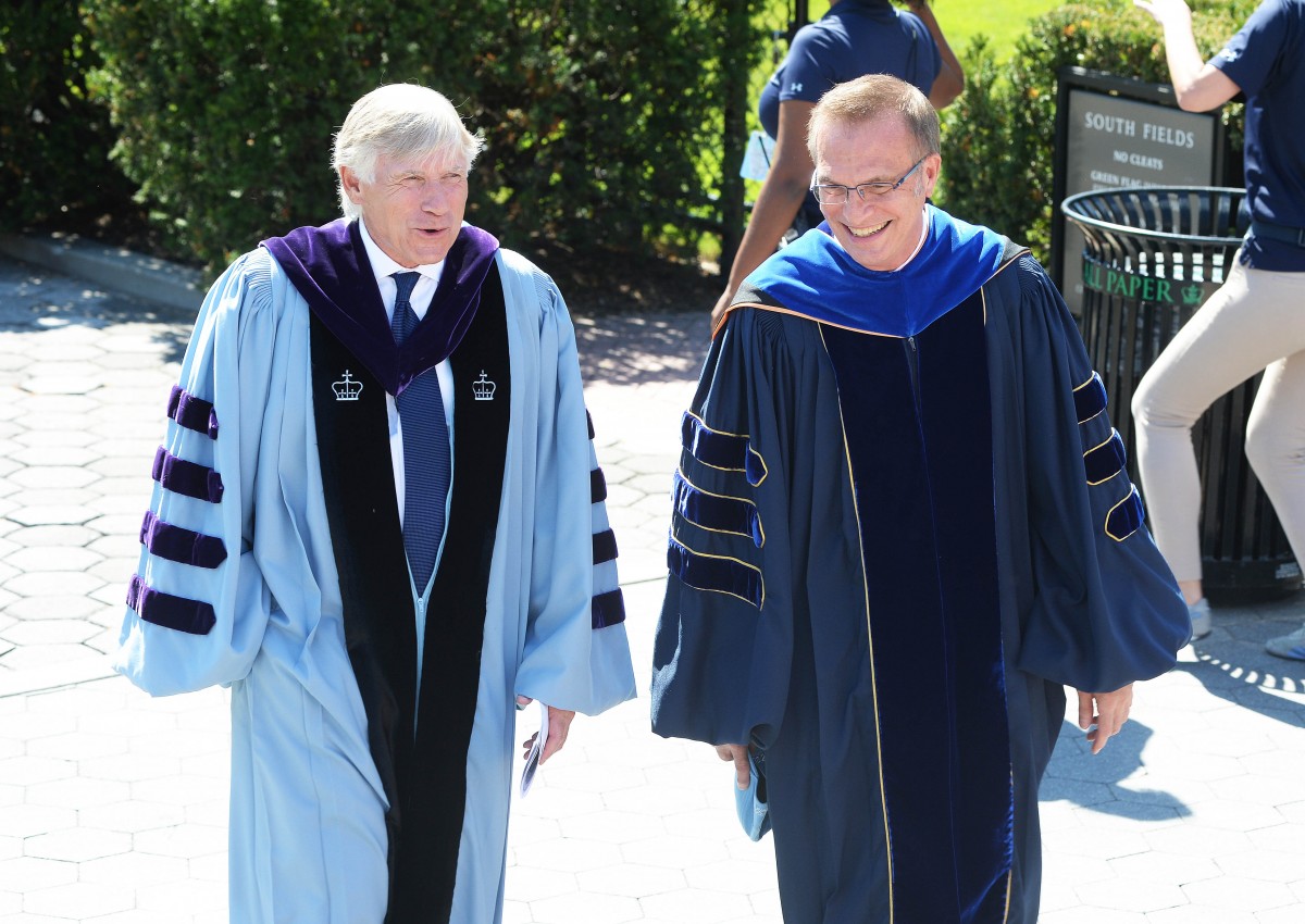 Columbia University President Lee C. Bollinger and Columbia College Dean James J. Valentini at Convocation 2016