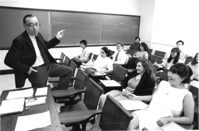 Mirollo pauses during a Literature Humanities class in 1991.
