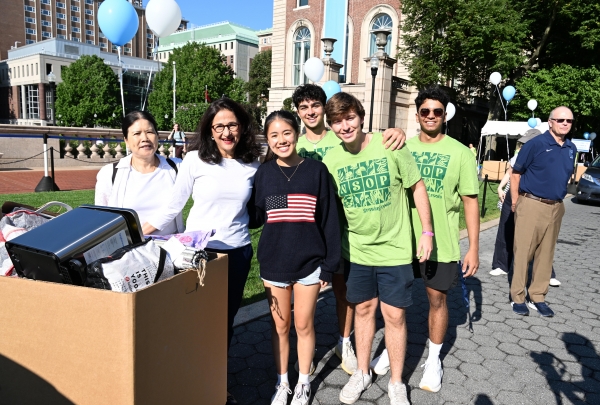  President Minouche Shafik making the scene on College Walk.