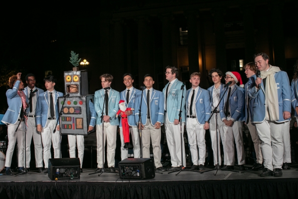 The Kingsmen give an a cappella performance at Tree Lighting.