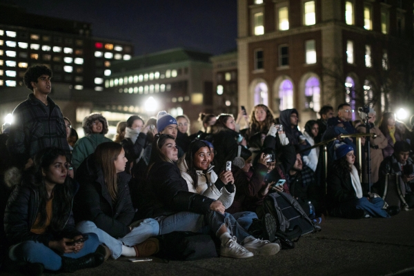 Student gather on Low Plaza for performances.