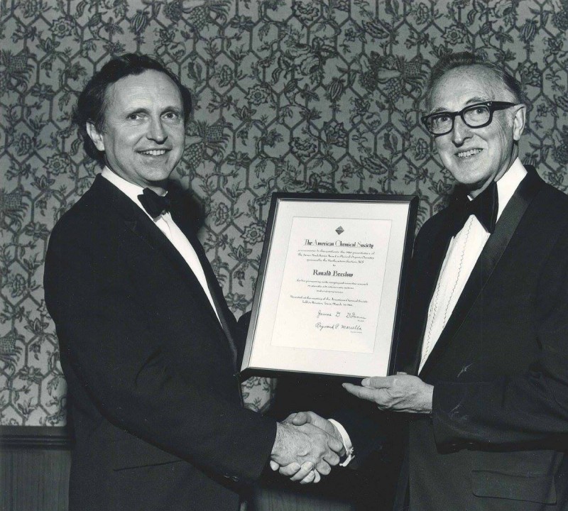 University Professor Ronald Breslow receives the American Chemical Society Award in Pure Chemistry (1966).