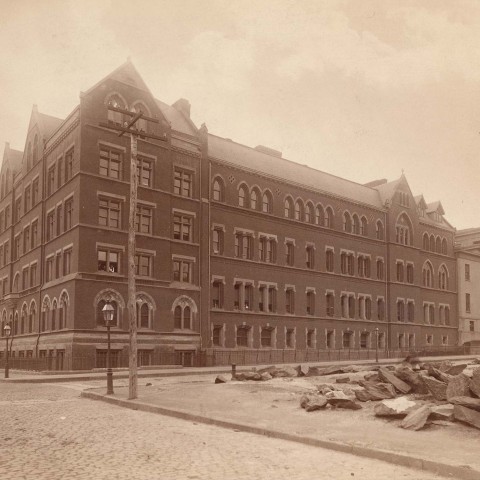 School of Mines at 49th Street campus. Photo: Gift of Edgar Grant Barratt, C.E. '84; Courtesy Columbia University Archives