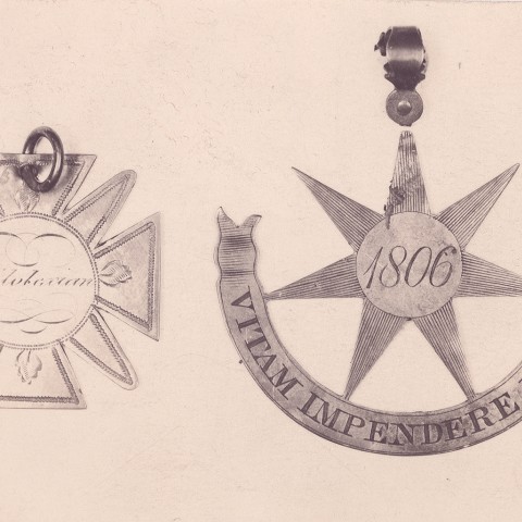Two Philolexian pendents. Photo: Courtesy Columbia University Archives
