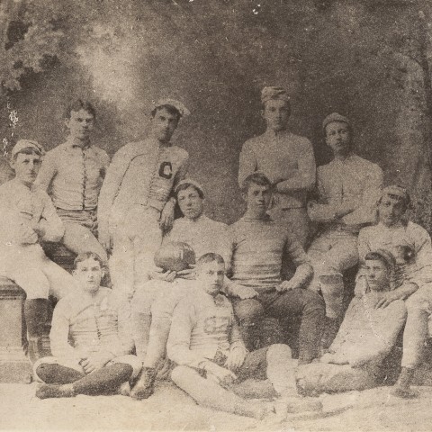 An early photo of Columbia Football, the 1887 freshman football team. Photo: Courtesy Columbia University Archives