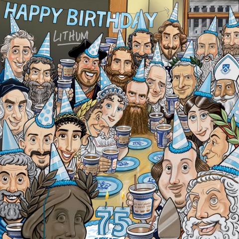 A cartoon from Columbia College Today in honor of Literature Humanities’ 75th birthday. Illustration: R.J. Matson CC ’85