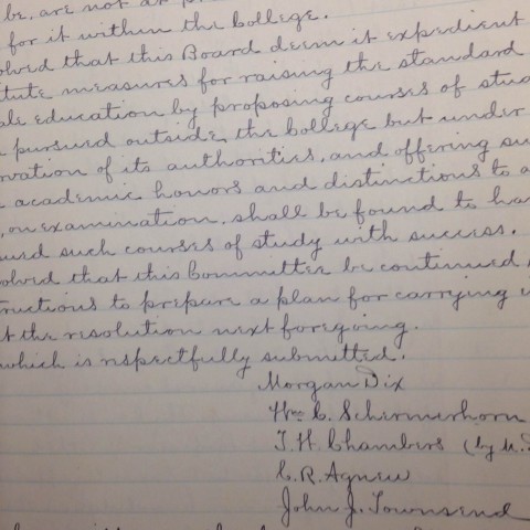 Page from Trustees Minutes, March 5, 1883: 