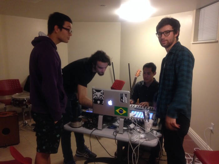 Student members of Creative Commons prepare music for an event. Photo: Angel Wang CC’16