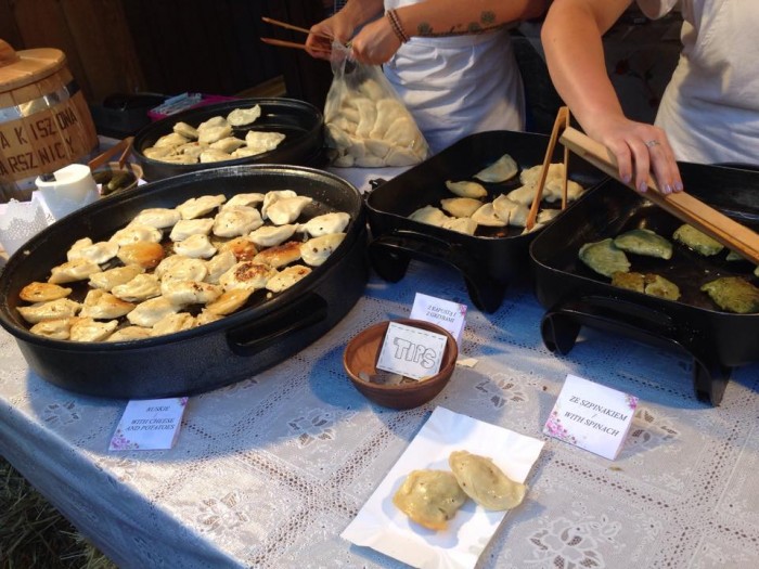 A sampling of handmade pierogi offered during the 12th annual Pierogi Festival in Krakow, Poland. Photo: Alixandra Prybyla CC’18 